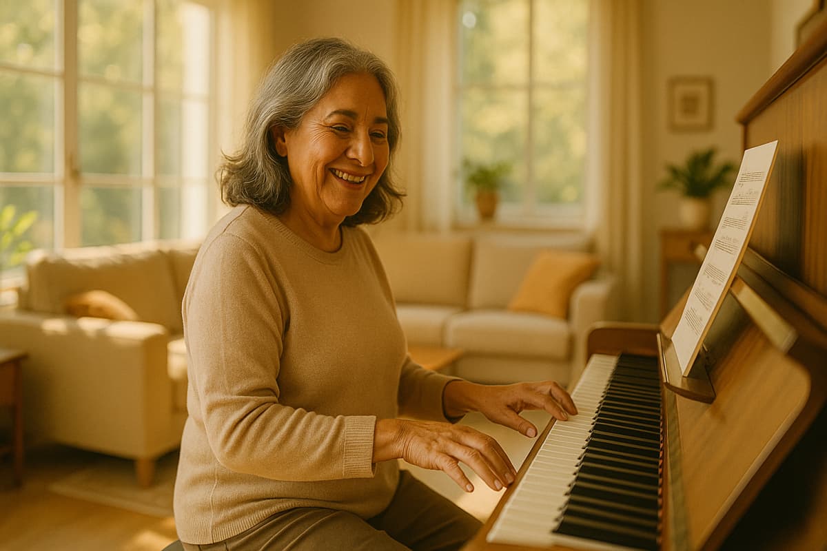 Senior adult enjoying music